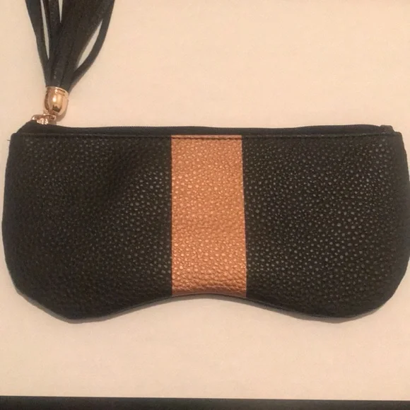 🌟4/$10 Sale🌟 ZiGi MARAiS Black Copper Makeup Beauty Bag Sunglasses Case Tassel - Picture 2 of 12